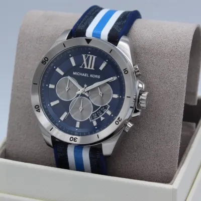 Michael Kors Brecken Chronograph Blue and White PVC Watch